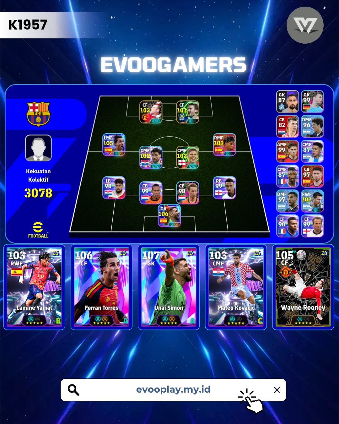 Unai simon,Ferran Torres, Kovacic,Rooney dkk
