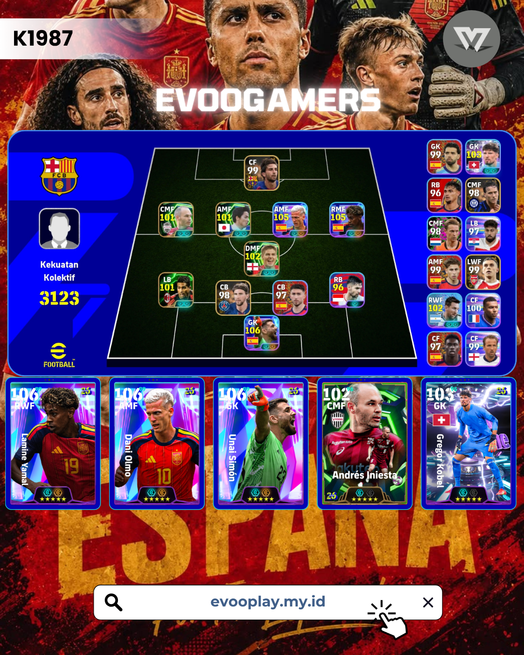 Yamal showtime, olmo showtime,unai Simon showtime,Iniesta,kobel dkk