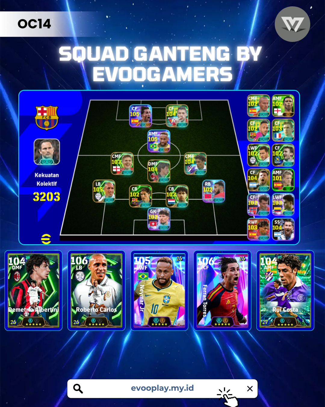 4 GACHA TORES, NEYMAR, CARLOS, DEMETRIO 