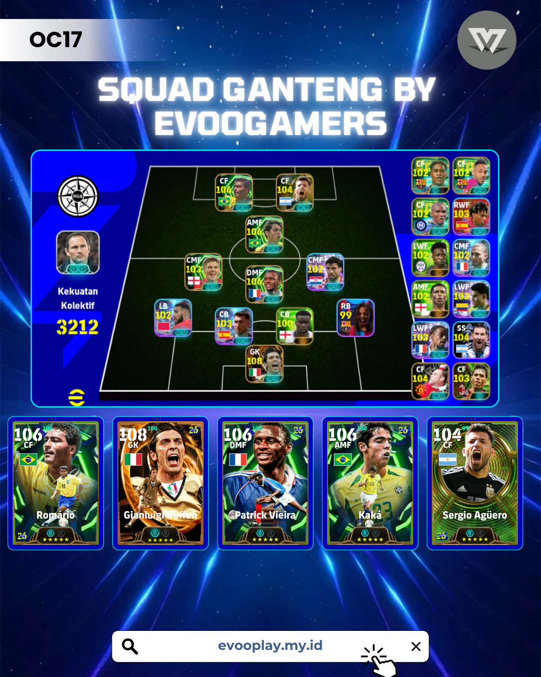 4 GACHA TOP TIER, BUFFON, VIEIRA, ROMARIO, KAKA NEW